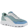 White-Green - Front - Geox Womens-Ladies Spherica Nappa Leather Trainers
