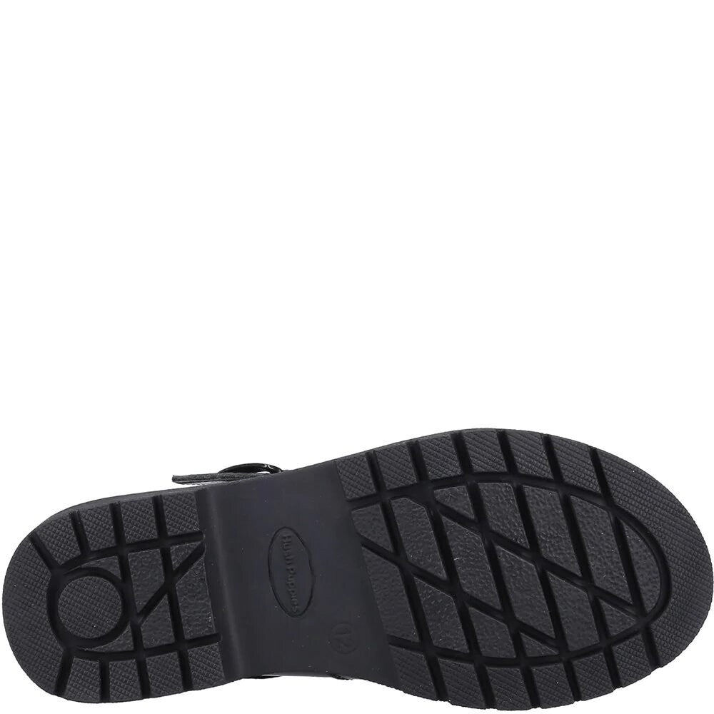 Black - Back - Hush Puppies Girls Paloma Suede School Shoes