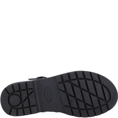 Black - Back - Hush Puppies Girls Paloma Suede School Shoes