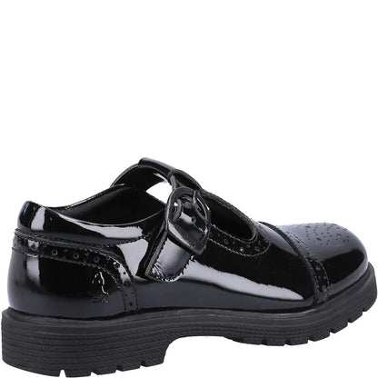 Black - Side - Hush Puppies Girls Paloma Suede School Shoes