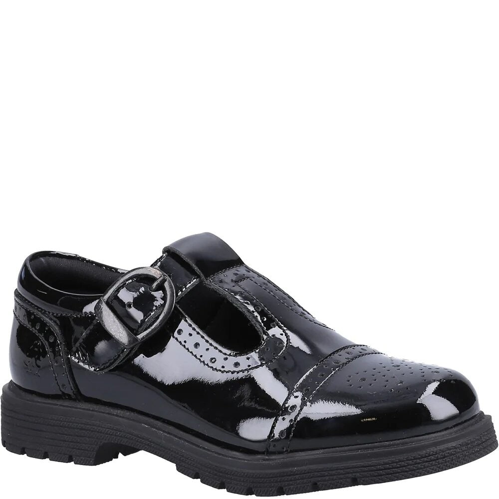 Black - Front - Hush Puppies Girls Paloma Suede School Shoes