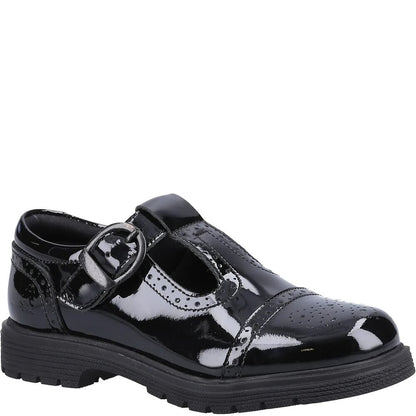 Black - Front - Hush Puppies Girls Paloma Suede School Shoes