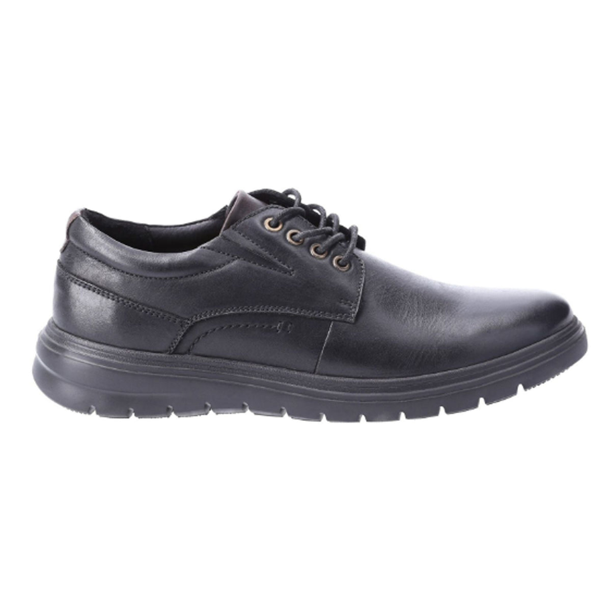 Black - Side - Hush Puppies Mens Triton Leather Casual Shoes