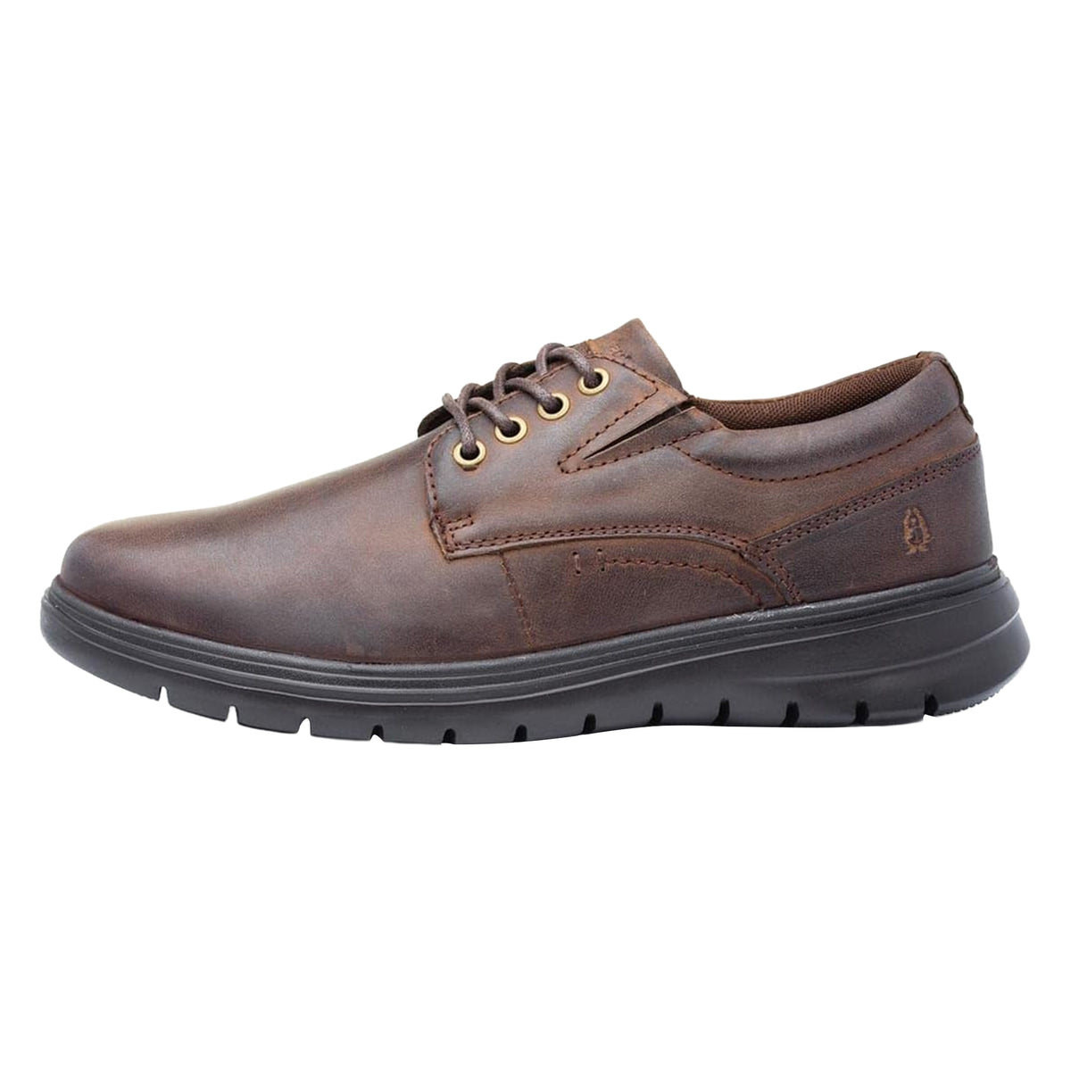 Brown - Side - Hush Puppies Mens Triton Leather Casual Shoes