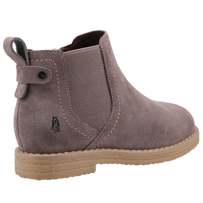 Grey - Back - Hush Puppies Girls Mini Maddy Suede Ankle Boots