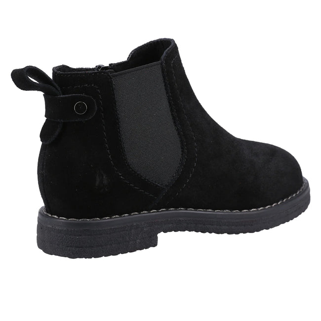 Black - Back - Hush Puppies Girls Mini Maddy Suede Ankle Boots