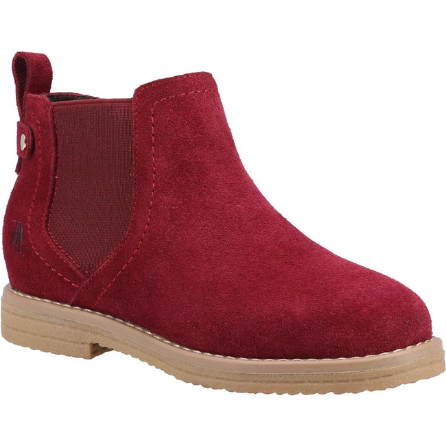 Burgundy - Front - Hush Puppies Girls Mini Maddy Suede Ankle Boots