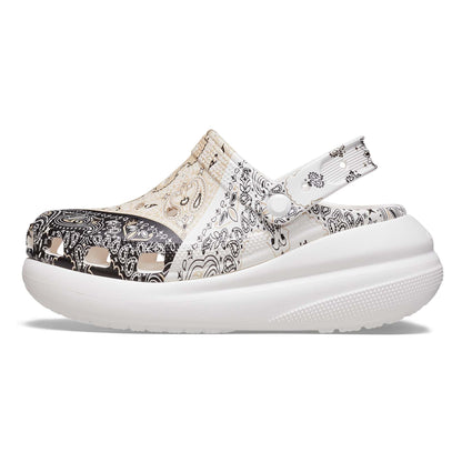 Chai-Black-White - Side - Crocs Womens-Ladies Classic Crush Bandana Clogs