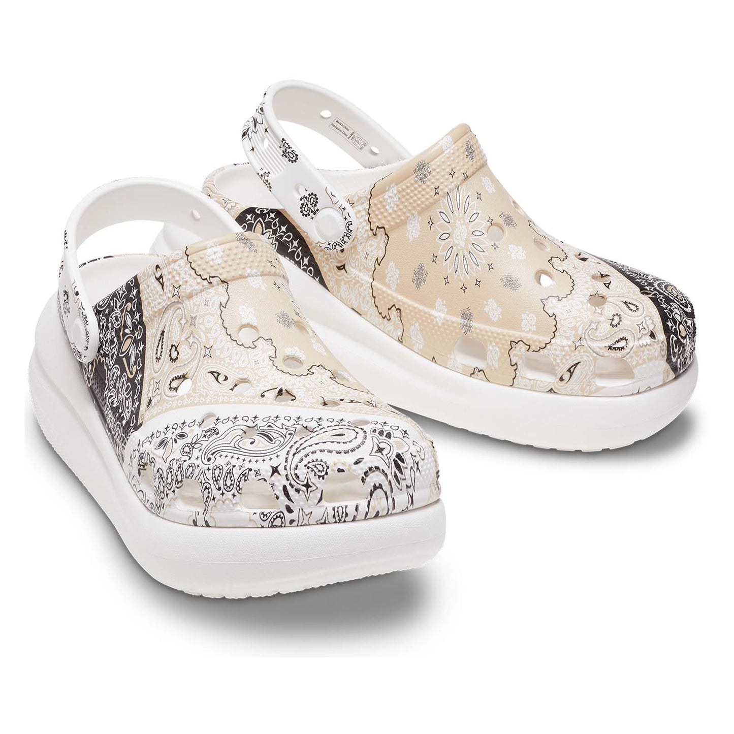 Chai-Black-White - Lifestyle - Crocs Womens-Ladies Classic Crush Bandana Clogs