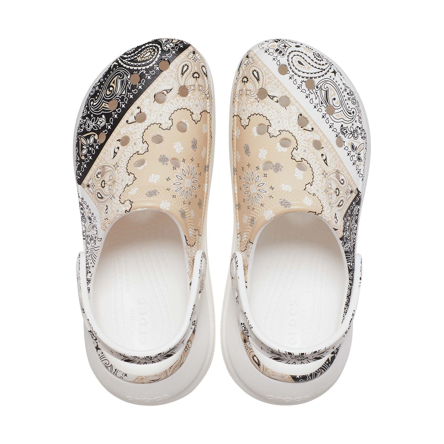 Chai-Black-White - Pack Shot - Crocs Womens-Ladies Classic Crush Bandana Clogs