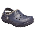 Navy-Charcoal - Front - Crocs Childrens-Kids Classic Lined Clogs