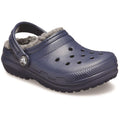 Navy-Charcoal - Front - Crocs Childrens-Kids Classic Lined Clogs