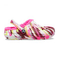 Electric Pink-Yellow-White - Back - Crocs Childrens-Kids Classic Marble Lined Clogs