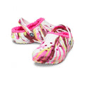 Electric Pink-Yellow-White - Side - Crocs Childrens-Kids Classic Marble Lined Clogs