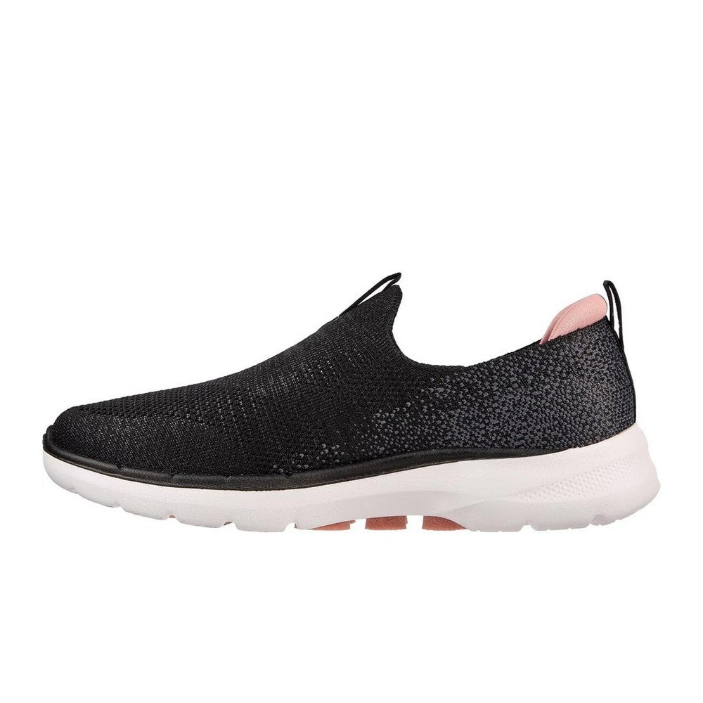 Black-Pink - Side - Skechers Womens-Ladies Go Walk 6 Glimmering Trainers