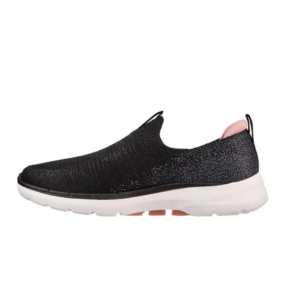 Black-Pink - Side - Skechers Womens-Ladies Go Walk 6 Glimmering Trainers