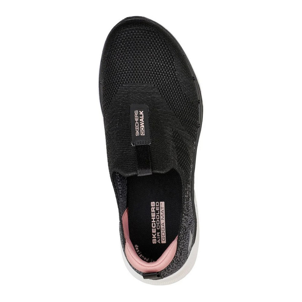 Black-Pink - Lifestyle - Skechers Womens-Ladies Go Walk 6 Glimmering Trainers