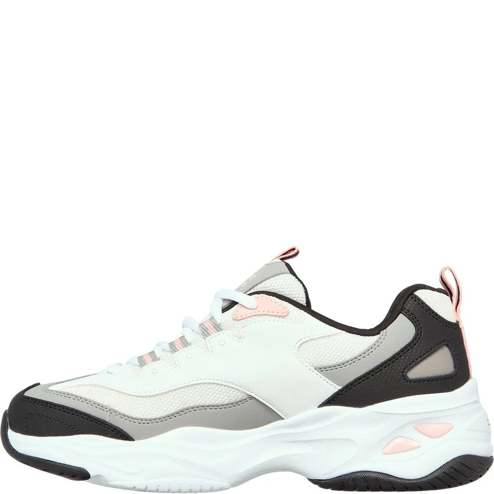 White-Black-Pink - Lifestyle - Skechers Womens-Ladies D´Lites 4.0 Fresh Diva Leather Trainers