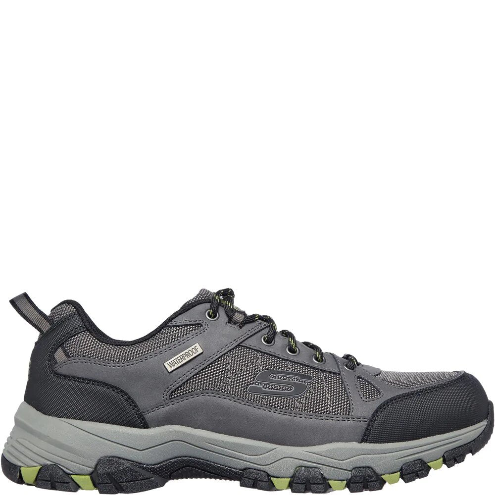 Charcoal - Side - Skechers Mens Selmen Cormack Leather Hiking Shoes