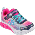 Navy-Pink - Front - Skechers Girls Flutter Heart Lights Simply Love Trainers