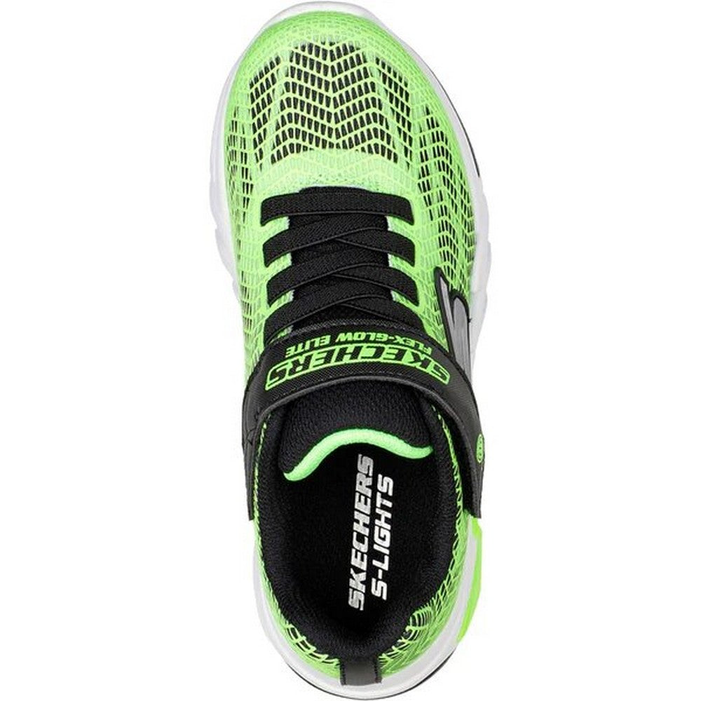 Lime-Black - Side - Skechers Boys Flex-Glow Elite Vorlo Trainers