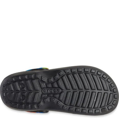 Black-Blue - Side - Crocs Womens-Ladies Classic Spray Lined Clogs