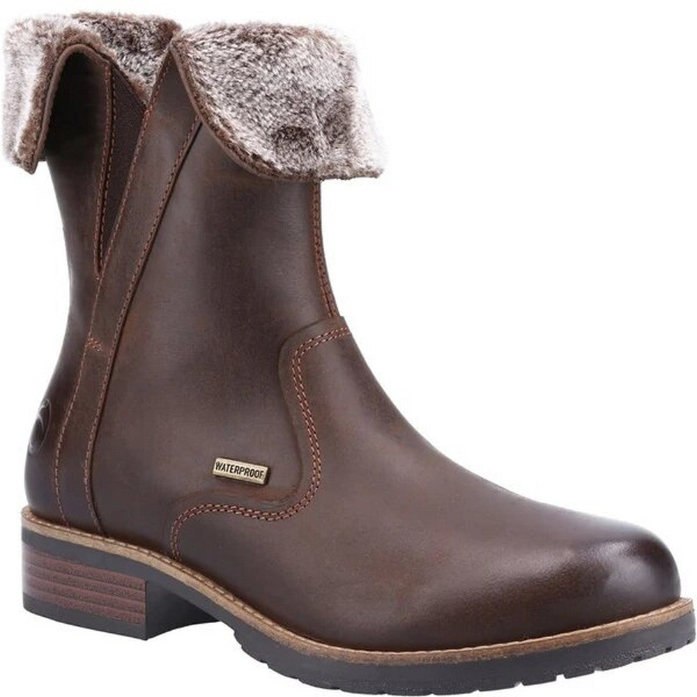 Brown - Front - Cotswold Womens-Ladies Dursley Leather Ankle Boots