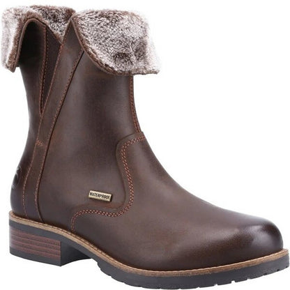 Brown - Front - Cotswold Womens-Ladies Dursley Leather Ankle Boots