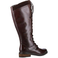 Brown - Back - Hush Puppies Womens-Ladies Rudy Leather Long Boots