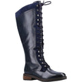 Navy - Front - Hush Puppies Womens-Ladies Rudy Leather Long Boots