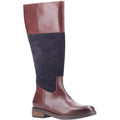 Brown-Navy - Front - Hush Puppies Womens-Ladies Kitty Leather Knee-High Boots