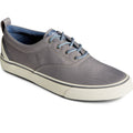 Grey - Front - Sperry Mens Striper II CVO SeaCycled Leather Trainers