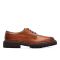 Burnt Tan - Close up - Base London Mens Wick Leather Derby Shoes