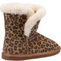 Leopard - Back - Hush Puppies Girls Ashlynn Leopard Print Suede Slippers