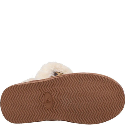 Leopard - Side - Hush Puppies Girls Ashlynn Leopard Print Suede Slippers