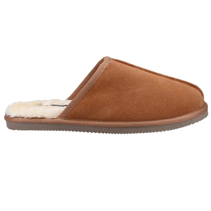 Tan - Side - Hush Puppies Mens Coady Suede Slippers