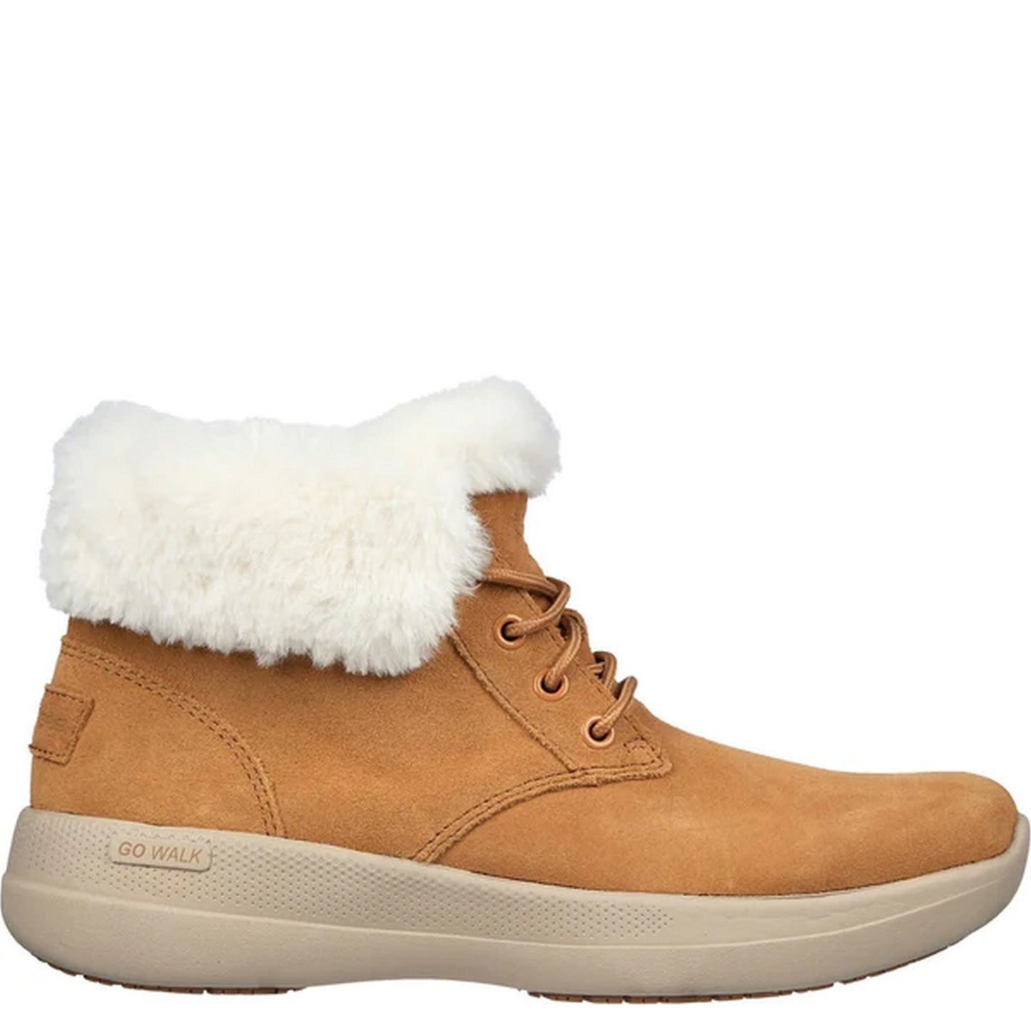 Chestnut - Front - Skechers Womens-Ladies Go Walk Stability Comfy Days Suede Ankle Boots