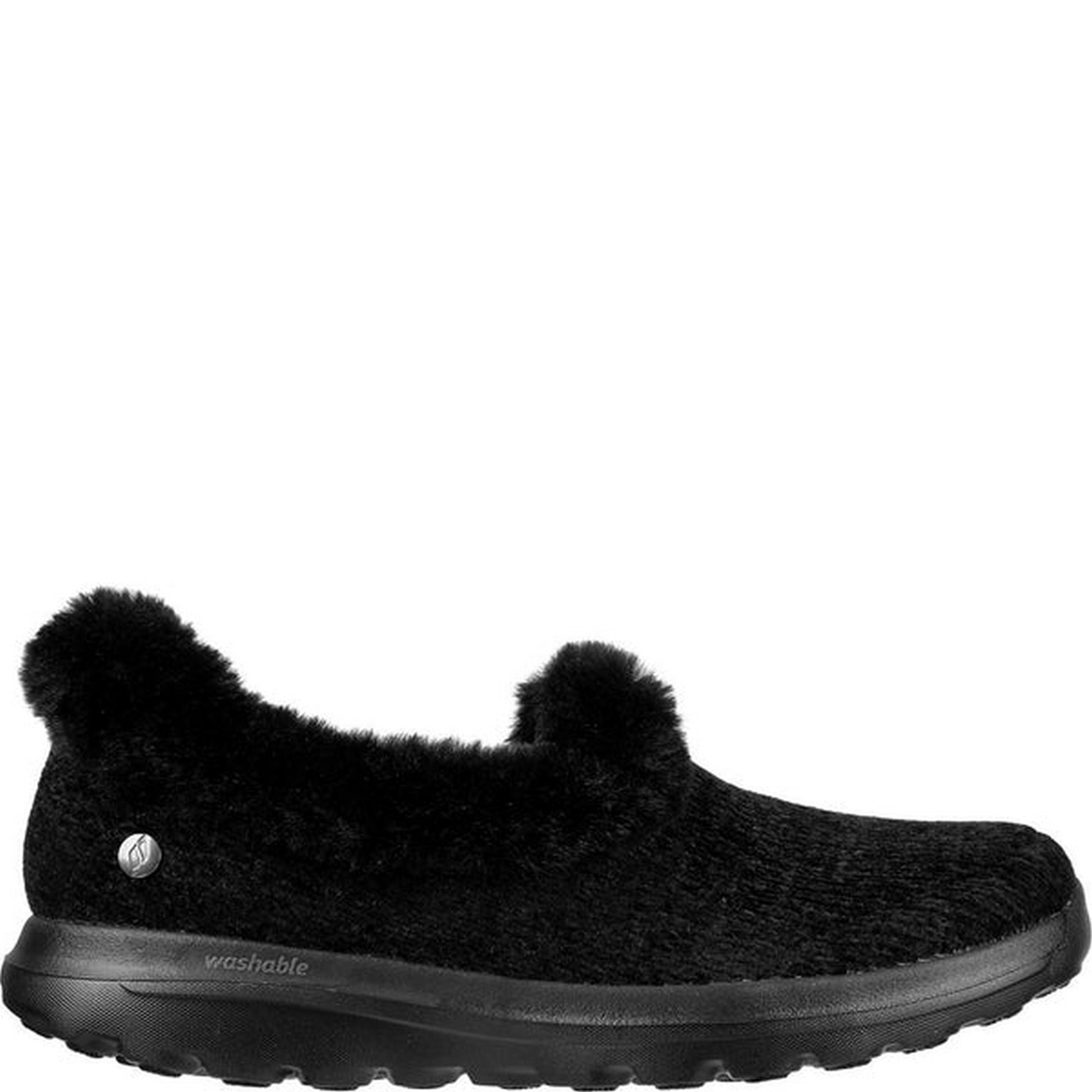 Black - Back - Skechers Womens-Ladies Go Walk Lounge Slippers