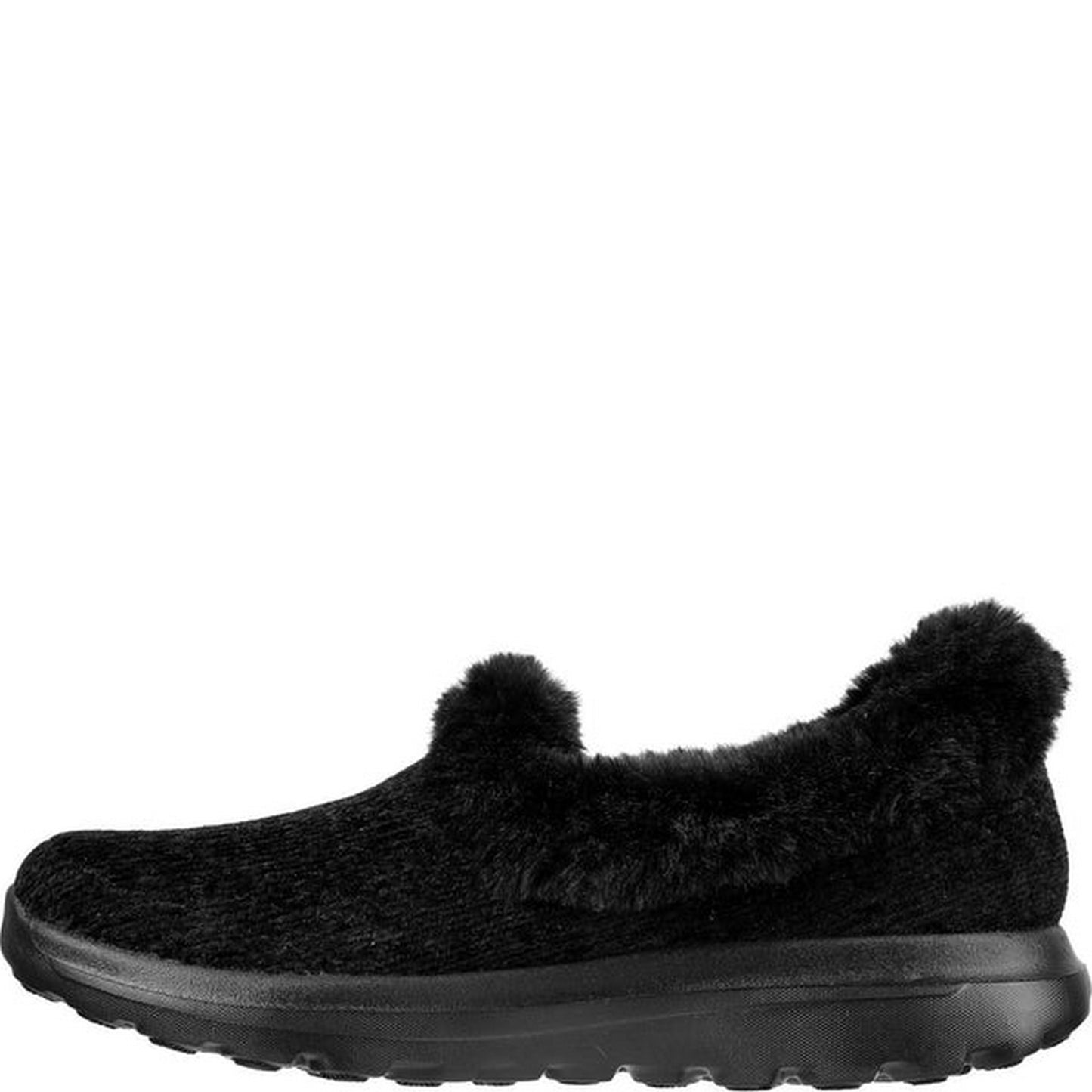 Black - Side - Skechers Womens-Ladies Go Walk Lounge Slippers