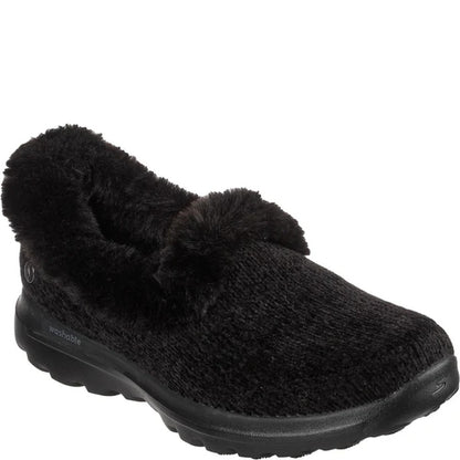 Black - Front - Skechers Womens-Ladies Go Walk Lounge Slippers