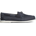 Navy - Back - Sperry Mens Gold Cup Authentic Original Nubuck Boat Shoes