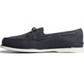 Navy - Close up - Sperry Mens Gold Cup Authentic Original Nubuck Boat Shoes