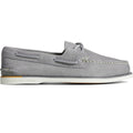 Grey - Back - Sperry Mens Gold Cup Authentic Original Nubuck Boat Shoes