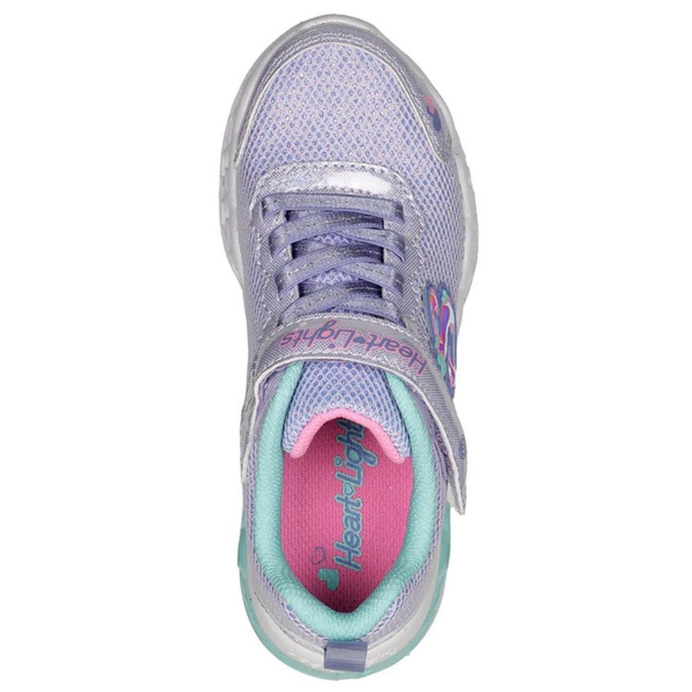 Lavender-Blue-Pink - Lifestyle - Skechers Girls Flutter Heart Lights Bring Sparkle Trainers