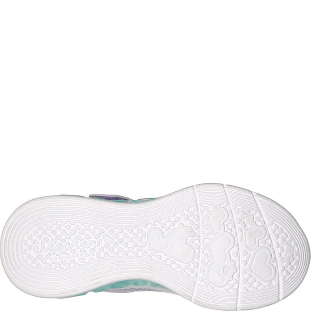 Lavender-Blue-Pink - Pack Shot - Skechers Girls Flutter Heart Lights Bring Sparkle Trainers