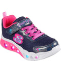 Navy-Pink - Front - Skechers Girls Flutter Heart Lights Bring Sparkle Trainers