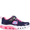 Navy-Pink - Back - Skechers Girls Flutter Heart Lights Bring Sparkle Trainers