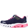 Navy-Pink - Side - Skechers Girls Flutter Heart Lights Bring Sparkle Trainers