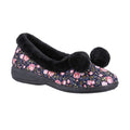 Black - Front - Fleet & Foster Womens-Ladies Goldfinch Floral Slippers