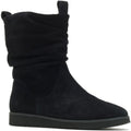Black - Front - Hush Puppies Womens-Ladies Chow Chow Ruched Suede Ankle Boots